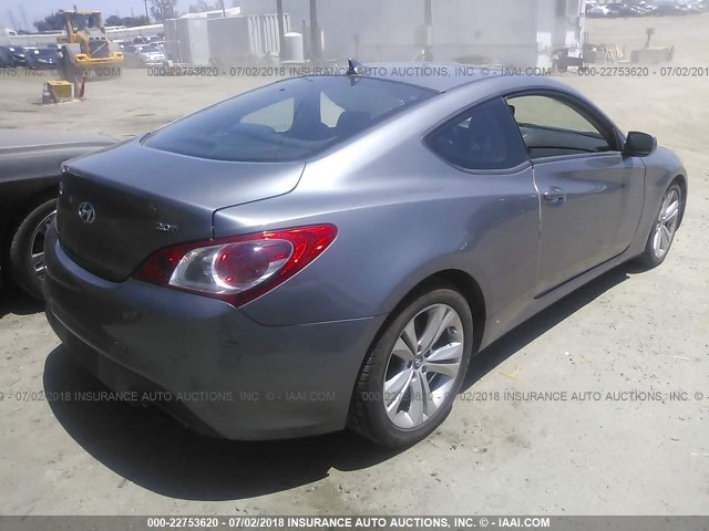 KMHHT6KD2BU054808 - 2011 HYUNDAI GENESIS COUPE 2.0T GRAY photo 4