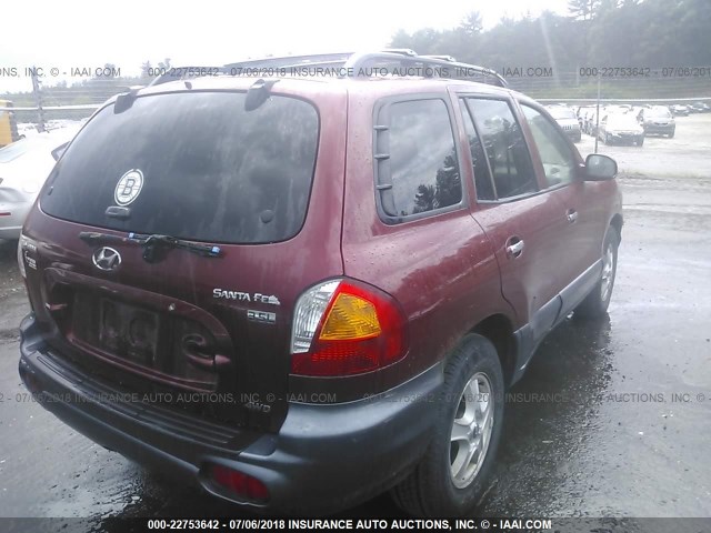 KM8SC73E24U615434 - 2004 HYUNDAI SANTA FE GLS/LX RED photo 4