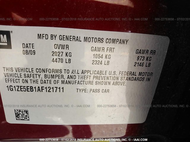 1G1ZE5EB1AF121711 - 2010 CHEVROLET MALIBU LTZ 红色 照片 9