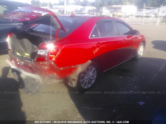 4T1BD1FK9CU040873 - 2012 TOYOTA CAMRY HYBRID/LE/XLE 红色 照片 4