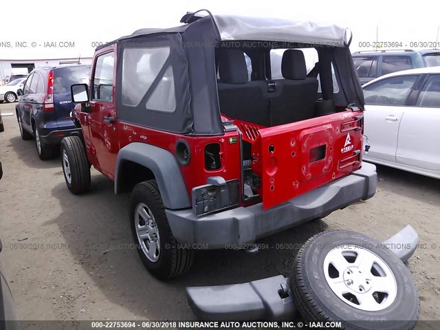1C4AJWAG0CL166523 - 2012 JEEP WRANGLER SPORT 红色 照片 3