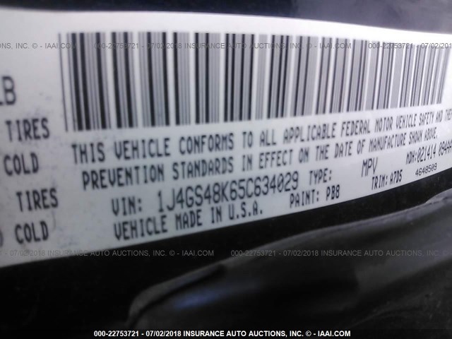 1J4GS48K65C634029 - 2005 JEEP GRAND CHEROKEE LAREDO/COLUMBIA/FREEDOM 蓝色 照片 9