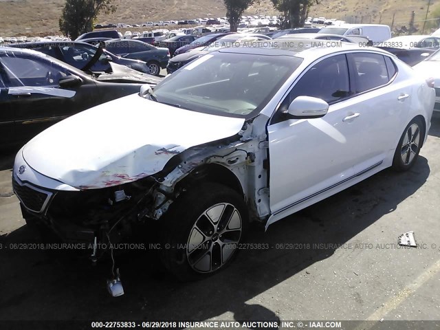 KNAGM4AD2C5009718 - 2012 KIA OPTIMA HYBRID WHITE photo 2