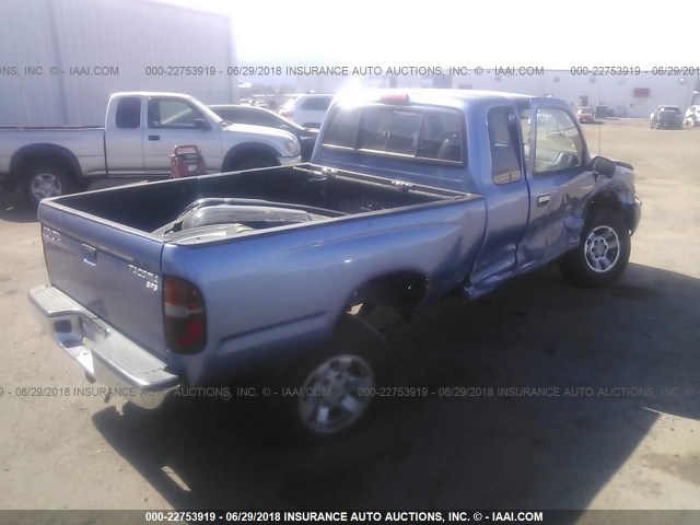 4TAWM72N1XZ454887 - 1999 TOYOTA TACOMA XTRACAB BLUE photo 4