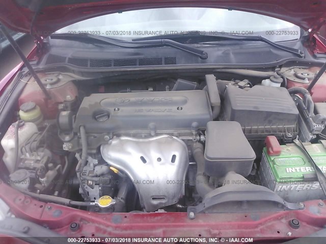 4T1BE46K68U253530 - 2008 TOYOTA CAMRY CE/LE/XLE/SE RED photo 10
