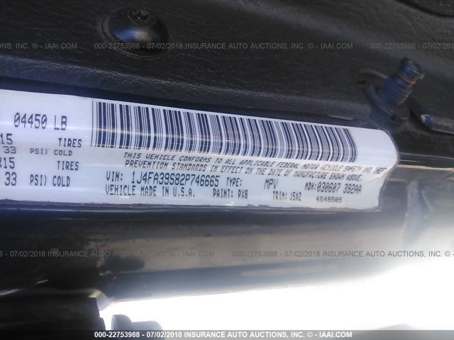 1J4FA39S82P746665 - 2002 JEEP WRANGLER / TJ X BLACK photo 9