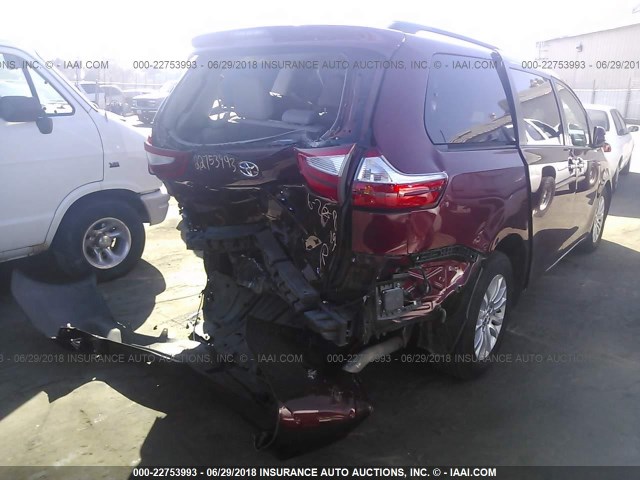 5TDYK3DC2FS593028 - 2015 TOYOTA SIENNA XLE/LIMITED RED photo 4