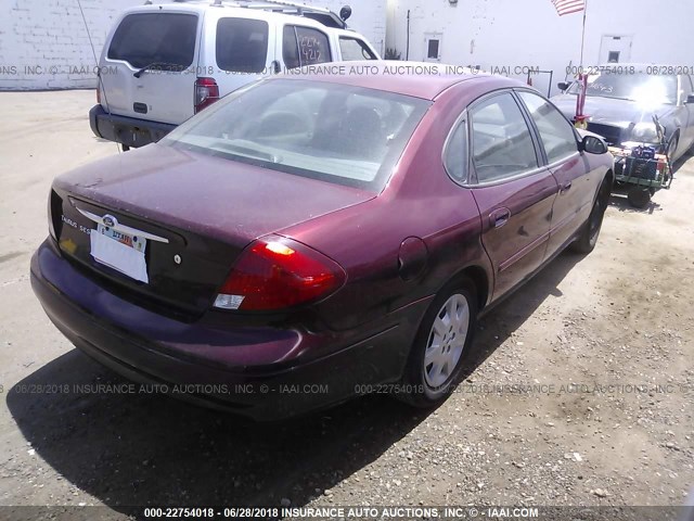 1FAFP53U67A192844 - 2007 FORD TAURUS SE RED photo 4