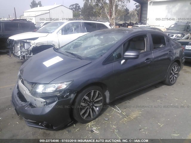 19XFB2F92FE240334 - 2015 HONDA CIVIC EXL GRAY photo 2