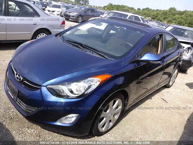 KMHDH4AE3DU734914 - 2013 HYUNDAI ELANTRA GLS/LIMITED BLUE photo 2