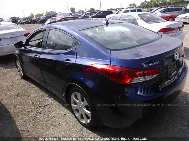 KMHDH4AE3DU734914 - 2013 HYUNDAI ELANTRA GLS/LIMITED BLUE photo 3