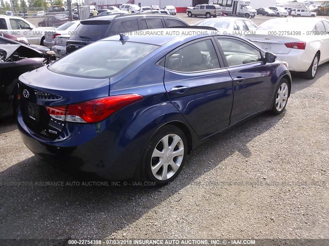 KMHDH4AE3DU734914 - 2013 HYUNDAI ELANTRA GLS/LIMITED BLUE photo 4