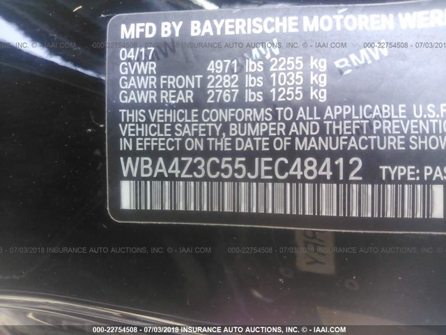 WBA4Z3C55JEC48412 - 2018 BMW 430XI BLACK photo 9