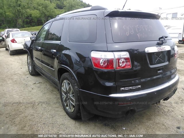 1GKKVTEDXCJ195728 - 2012 GMC ACADIA DENALI BLACK photo 3