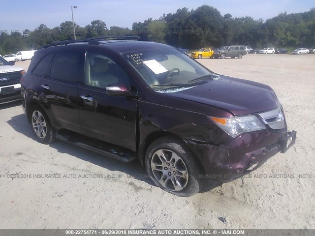 2HNYD28448H515904 - 2008 ACURA MDX TECHNOLOGY BURGUNDY photo 1