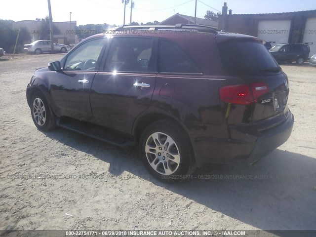 2HNYD28448H515904 - 2008 ACURA MDX TECHNOLOGY BURGUNDY photo 3