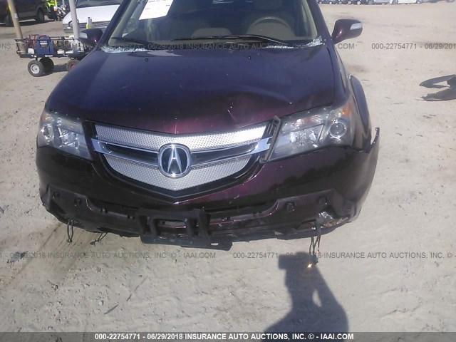 2HNYD28448H515904 - 2008 ACURA MDX TECHNOLOGY BURGUNDY photo 6