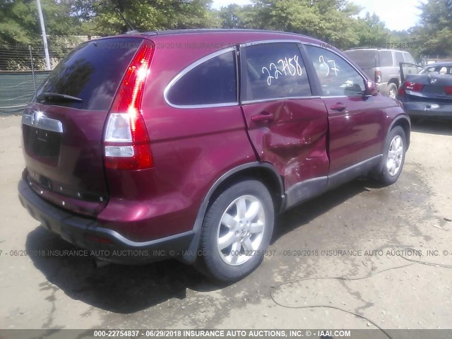 5J6RE48728L036116 - 2008 HONDA CR-V EXL BURGUNDY photo 4