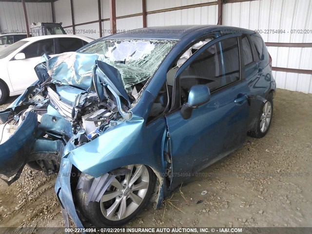 3N1CE2CP9EL355460 - 2014 NISSAN VERSA NOTE S/S PLUS/SV/SL Light Blue photo 2