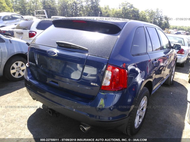 2FMDK3JC5CBA78245 - 2012 FORD EDGE SEL Dark Blue photo 4