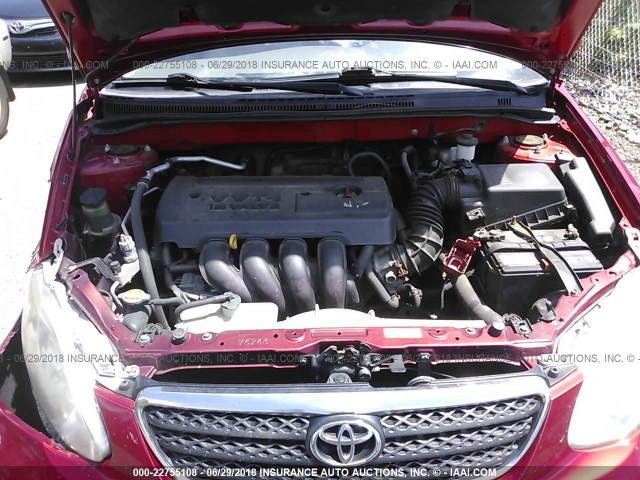 2T1BR32E78C911291 - 2008 TOYOTA COROLLA CE/LE/S RED photo 10