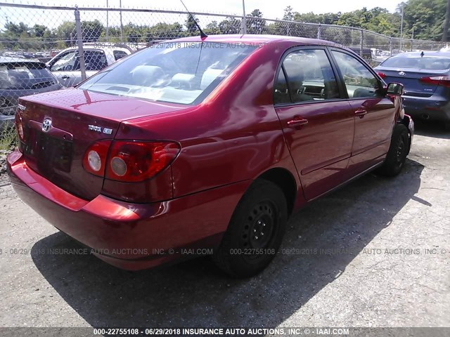 2T1BR32E78C911291 - 2008 TOYOTA COROLLA CE/LE/S RED photo 4