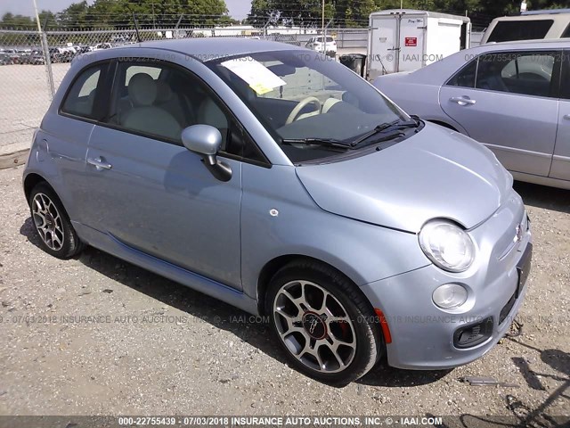 3C3CFFBR2FT580829 - 2015 FIAT 500 SPORT BLUE photo 1