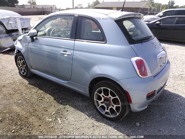 3C3CFFBR2FT580829 - 2015 FIAT 500 SPORT BLUE photo 3