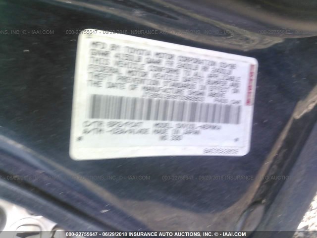 JT2BG12K8T0382803 - 1996 TOYOTA CAMRY DX/LE/XLE GREEN photo 9