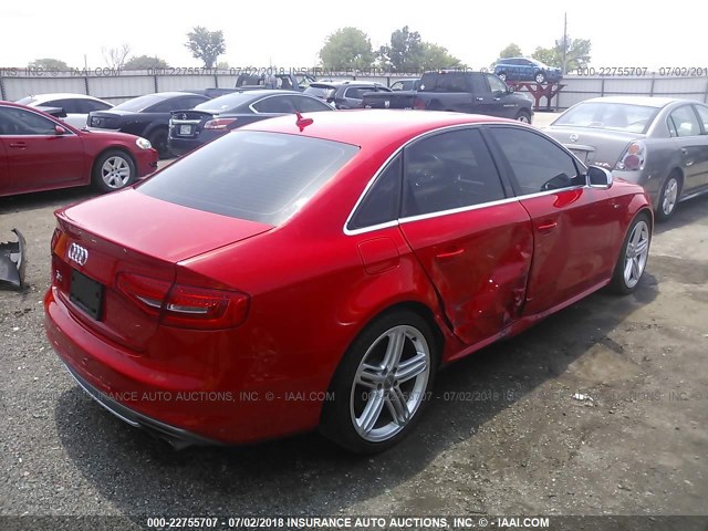 WAUDGAFL7DA223878 - 2013 AUDI S4 PREMIUM PLUS RED photo 4