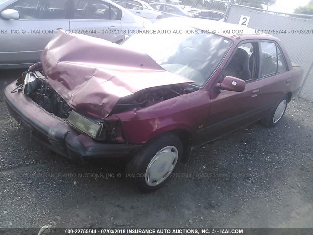 JM1BG2263N0504857 - 1992 MAZDA PROTEGE LX RED photo 2