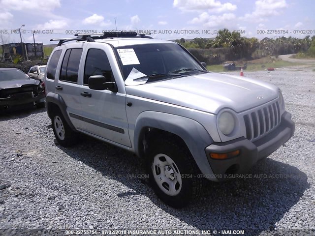 1J4GK48K14W241603 - 2004 JEEP LIBERTY SPORT SILVER photo 1