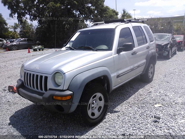 1J4GK48K14W241603 - 2004 JEEP LIBERTY SPORT SILVER photo 2