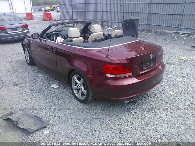 WBAUN1C59CVR00402 - 2012 BMW 128 I MAROON photo 3