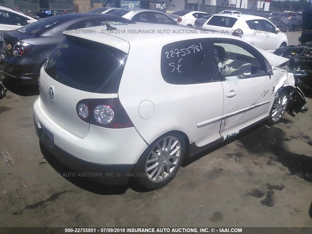 WVWEV71K17W035640 - 2007 VOLKSWAGEN NEW GTI WHITE photo 4