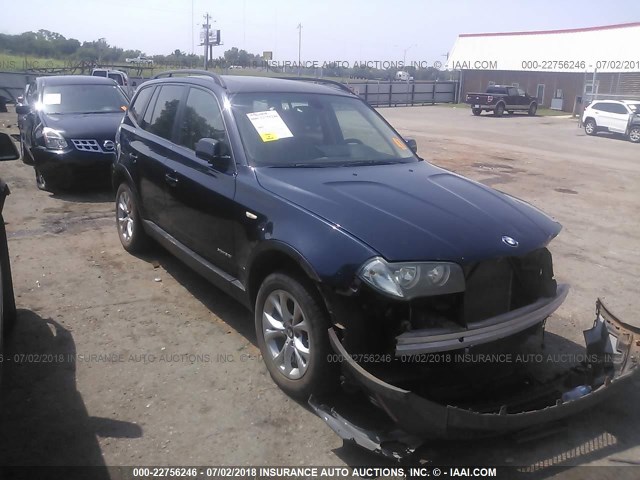 WBXPC93419WJ26860 - 2009 BMW X3 XDRIVE30I BLUE photo 1