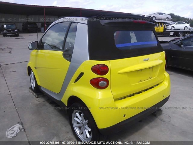 WMEEK31X58K199898 - 2008 SMART FORTWO PASSION YELLOW photo 3