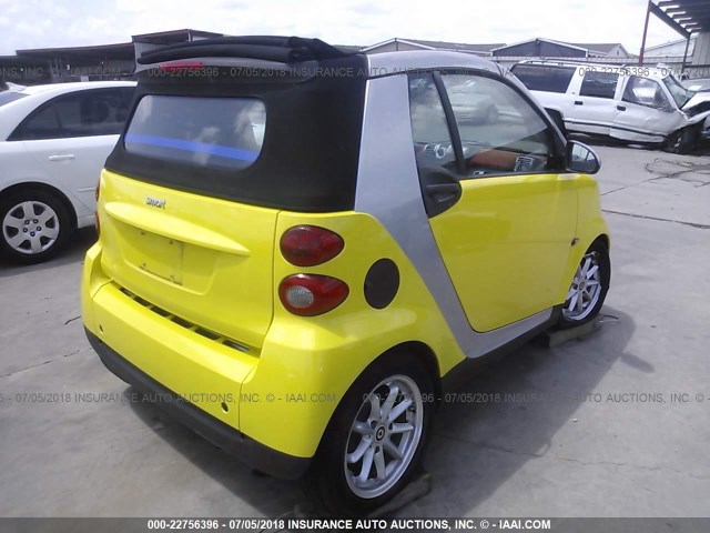 WMEEK31X58K199898 - 2008 SMART FORTWO PASSION YELLOW photo 4