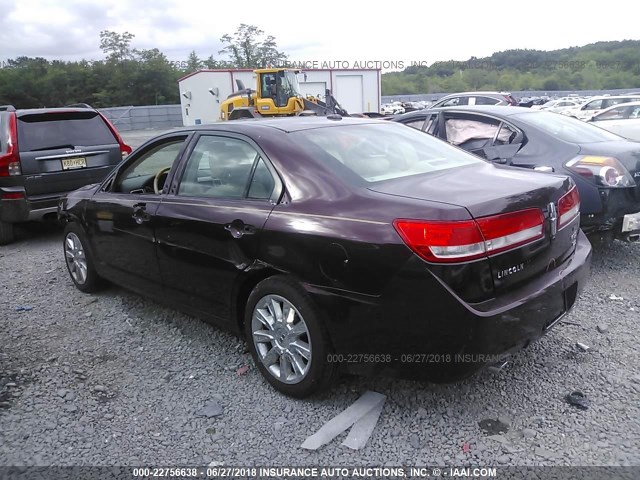 3LNHL2JC3CR819423 - 2012 LINCOLN MKZ BURGUNDY photo 3