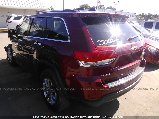 1C4RJFBGXFC645988 - 2015 JEEP GRAND CHEROKEE LIMITED RED photo 3