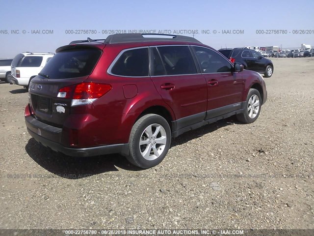 4S4BRCHC2D3200389 - 2013 SUBARU OUTBACK 2.5I PREMIUM MAROON photo 4