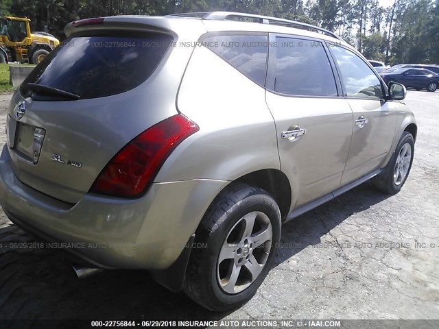 JN8AZ08W15W427022 - 2005 NISSAN MURANO SL/SE/S BEIGE photo 4