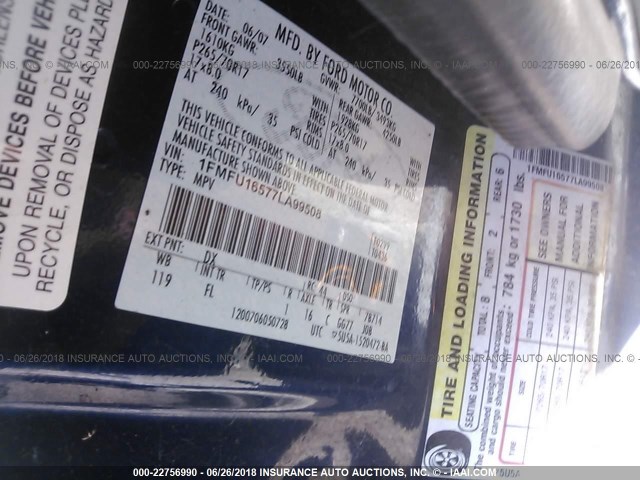 1FMFU16577LA99508 - 2007 FORD EXPEDITION XLT ლურჯი ფოტო 9