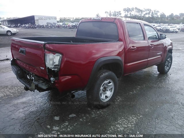 3TMCZ5AN9GM011340 - 2016 TOYOTA TACOMA DBL CAB/SR/SR5/TRD SPT/OR RED photo 4