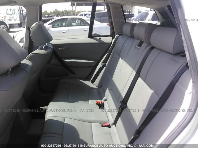 WBXPC93407WJ00778 - 2007 BMW X3 3.0SI SILVER photo 8