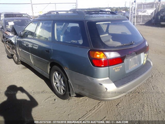 4S3BH6655Y7654910 - 2000 SUBARU LEGACY OUTBACK GREEN photo 3