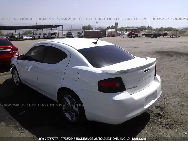 1C3CDZCB6DN504052 - 2013 DODGE AVENGER SXT WHITE photo 3