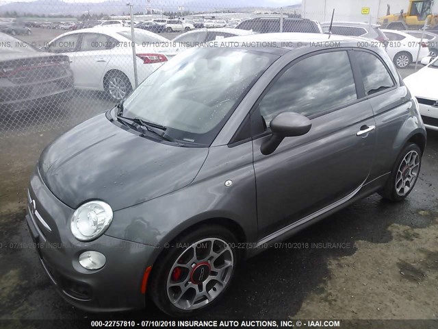 3C3CFFBR7DT544311 - 2013 FIAT 500 SPORT GRAY photo 2