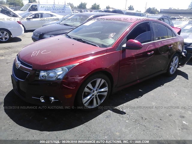 1G1PH5SC5C7298514 - 2012 CHEVROLET CRUZE LTZ RED photo 2