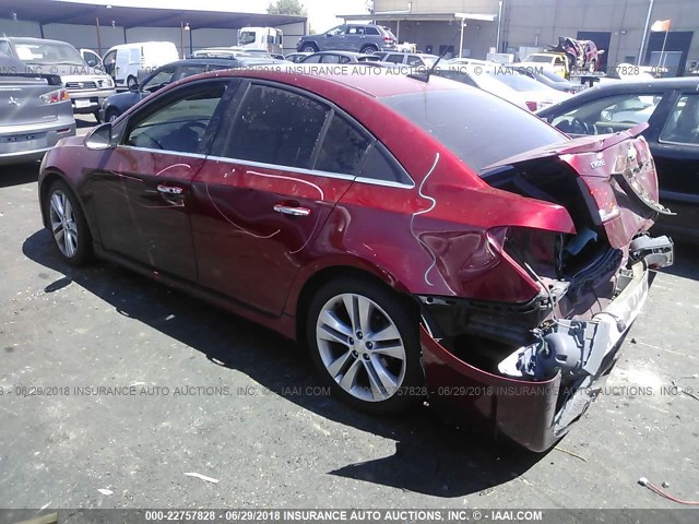 1G1PH5SC5C7298514 - 2012 CHEVROLET CRUZE LTZ RED photo 3